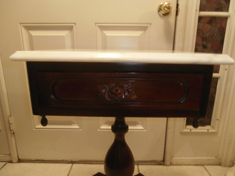 ANTIQUE VICTORIAN STYLE PAIR OF SOLID MAHOGANY MARBLETOP SIDETABLEGENUINEIMARBLE gallery