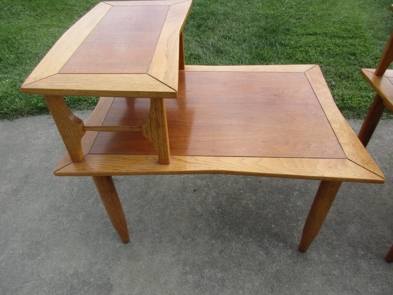 2 Lubberts & Mulder - Tomlinson Mid Century MCM Atomic Bow Tie Pecan End Tables gallery