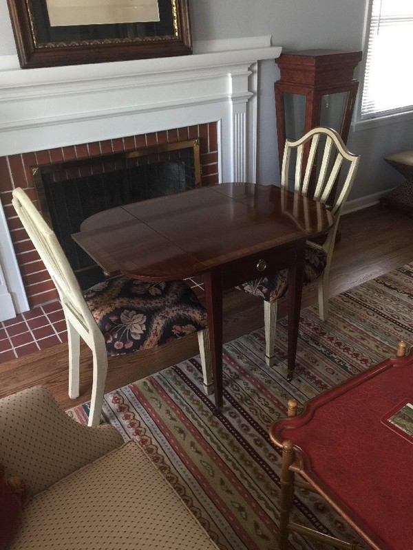 Baker Furniture Drop Leaf Side Table/Game Table w/Brass Casters (Rare!!) gallery