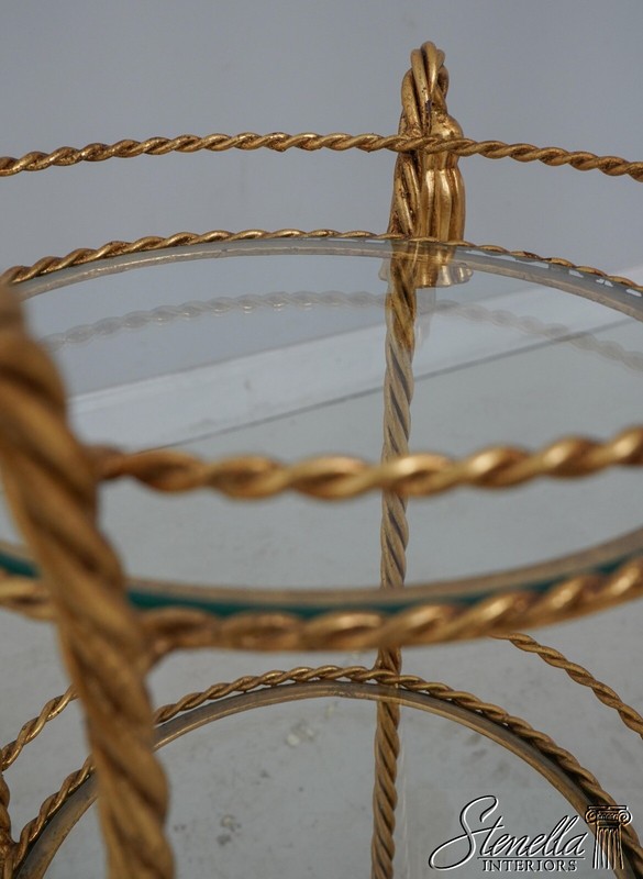 60350EC: Rope & Tassel Design Italian Gold Iron 3 Tier Occasional Table gallery