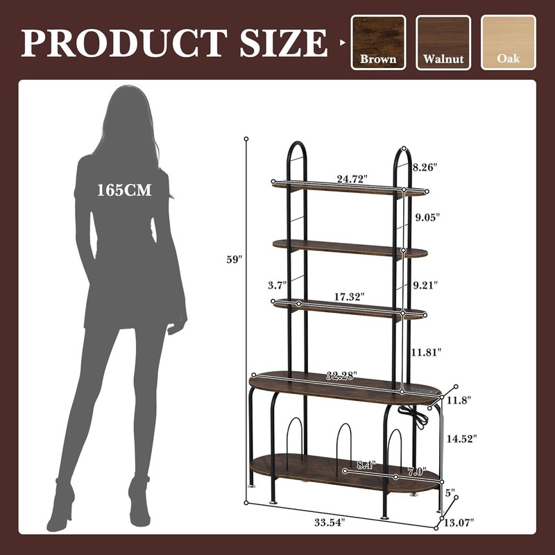 Record Player Stand with Storage, 5-Tier Turntable 13"D x 32.3"W x 59"H gallery