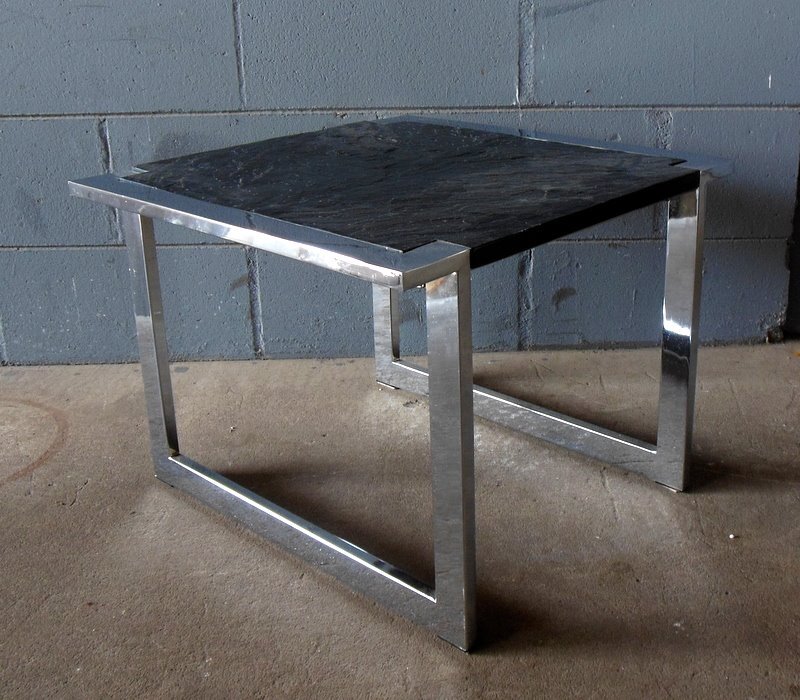 MCM Chrome Side Drink ACCENT TABLE BRUTALIST Top Springer Era 80’s Post Modern