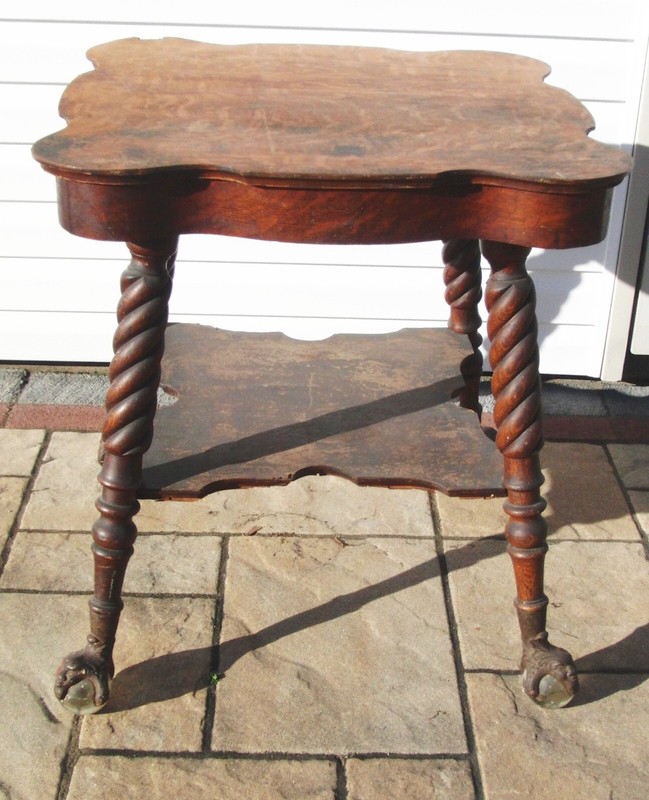 Victorian Oak Table Cast Iron & Glass Furniture Feet Victorian Face Swirl Legs gallery