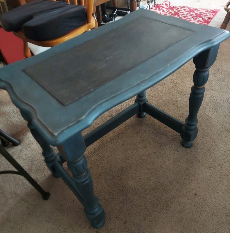 Vintage Hammary End Table In Antebellum blue Solid Wood Walnut Made in USA gallery