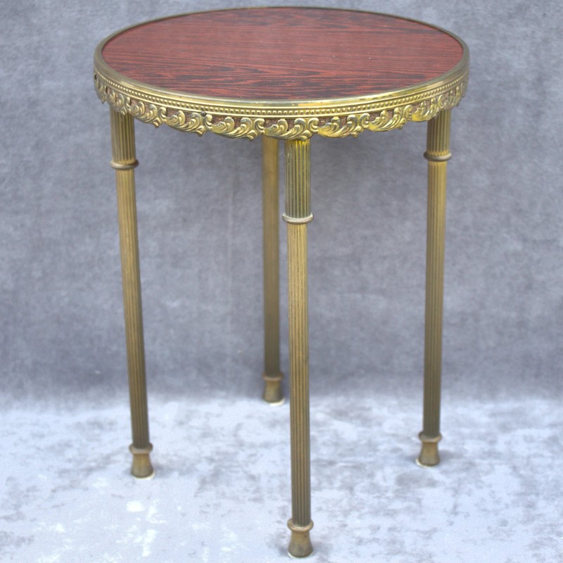 Vintage rococo baroque style round small side table with brass legs bonsai plant gallery