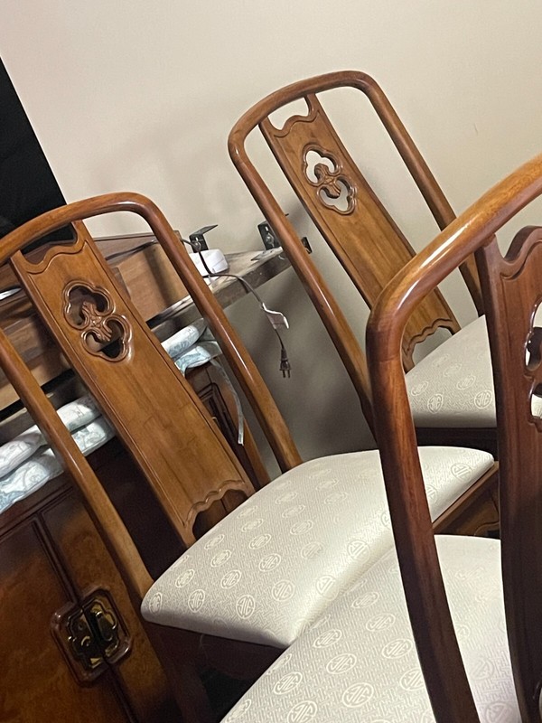 THOMASVILLE Mystique Asian Chinoiserie Ming Fretted Dining Table w/6 Chairs Rare gallery