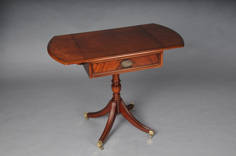 20th Century English Side Table, Mahogany Wood, Casters, Antique gallery