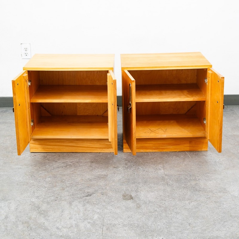 Mid Century Modern Nightstands Doors End Side Tables Blonde Canadian Mcm Two 2 gallery