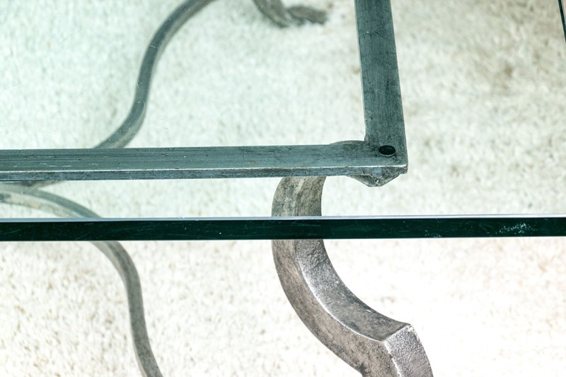 Mid 20th Century Hollywood Regency Style Steel and Glass-Top Coffee Table gallery