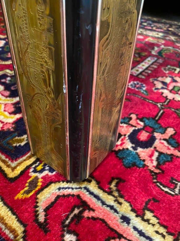 Vintage Bernhard Rohne Etched Acid Brass Coffee Table, 54" x 28 1/2" x 17 1/2" gallery