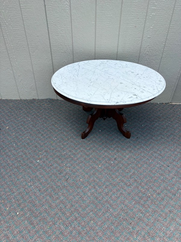 67775 Victorian Oval Marble Top Coffee Table with Mahogany Base gallery