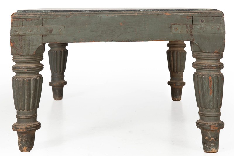 English Regency William IV Teal Painted Marble Top Low Coffee Table ca. 1840 gallery