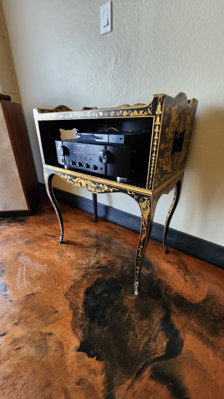 Antique French Black Gold Gilt Art Nouveau Side Table gallery