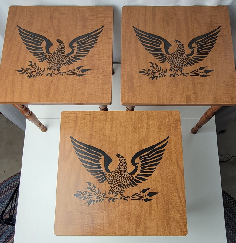 Set Vtg Mcm Stacking Nesting Tables TV Snack Plant Stand EAGLE gallery