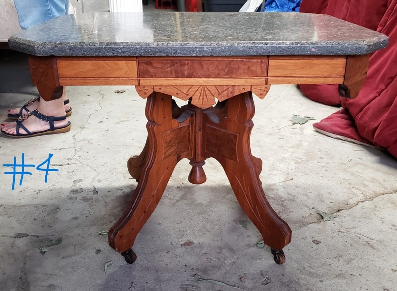 Vintage Marble Top Side Table approx 20 tall x 20 x 28