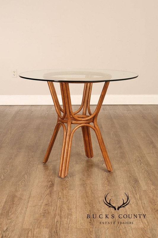 Boho Chic Round Glass Top Rattan Bistro Table gallery