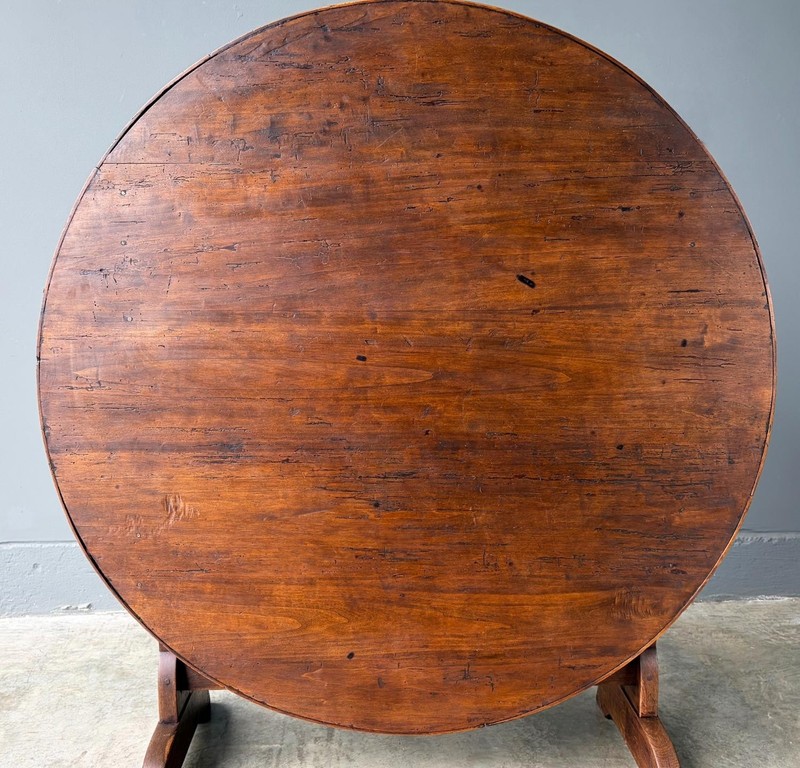 XL Antique French Solid Oak and Pine Rustic Wood Wine Tasting Table w/Tilt Top gallery