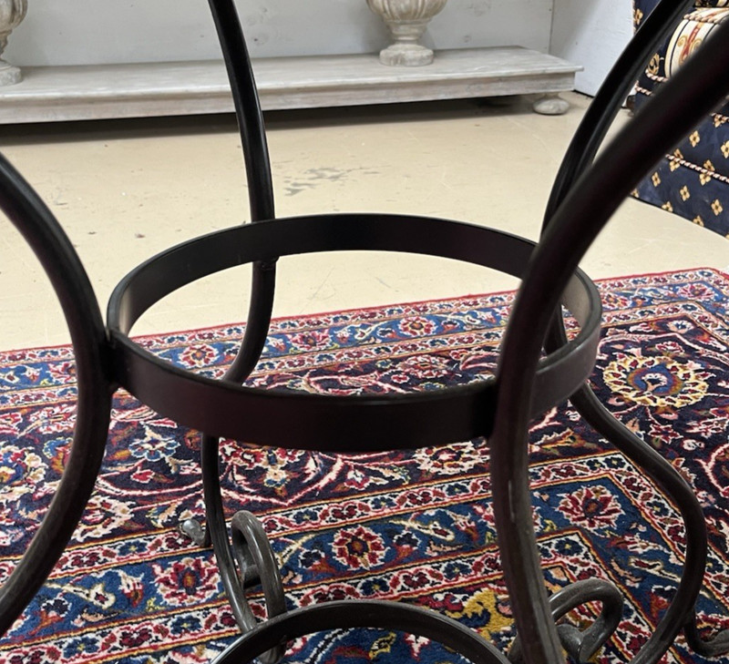 Charleston Forged Iron Scroll Base Round Breakfast/Accent Table w/ Wood Top 42" gallery