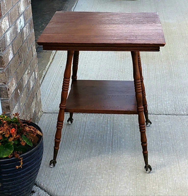 Antique Rolling Parlor Table w/ Talon Glass Feet 1900’s Original Condition