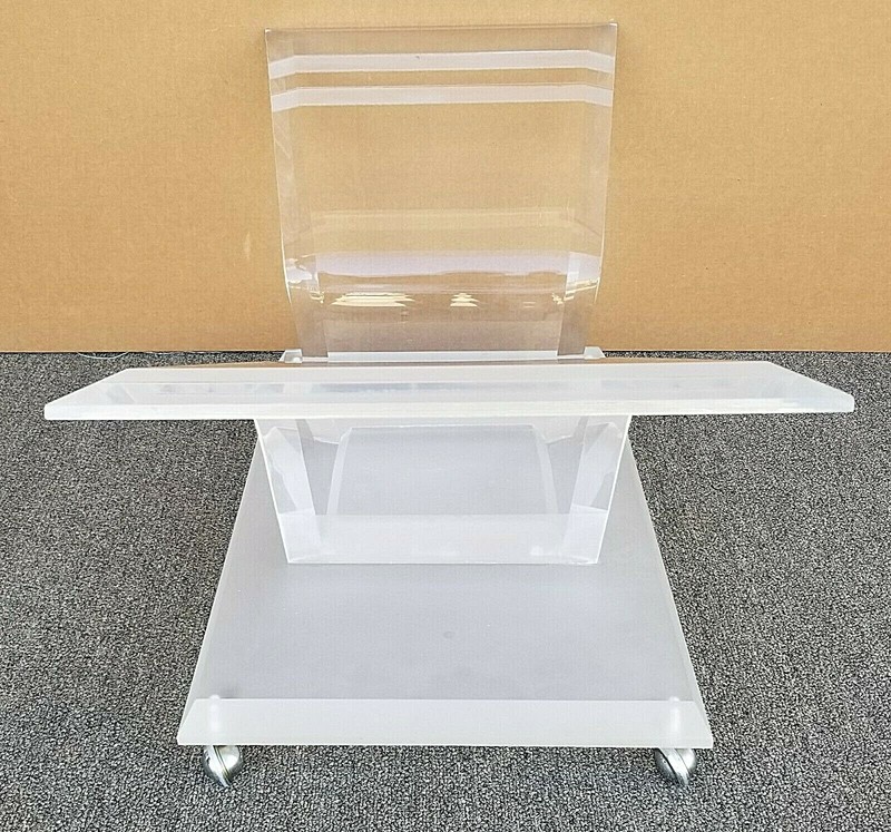 54" MCM Vintage Rolling Butterfly Lucite and Glass Center Cocktail Coffee Table gallery