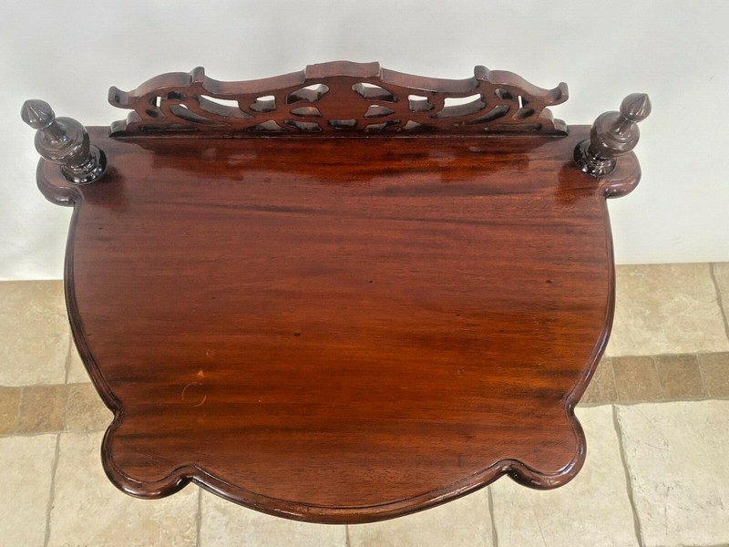 Vintage Victorian Table Magazine Rack bottom storage Chinese Chippendale gallery