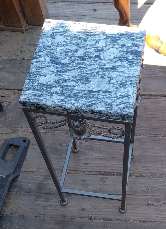 0Metal Marble Top Plant Stand (PS24)