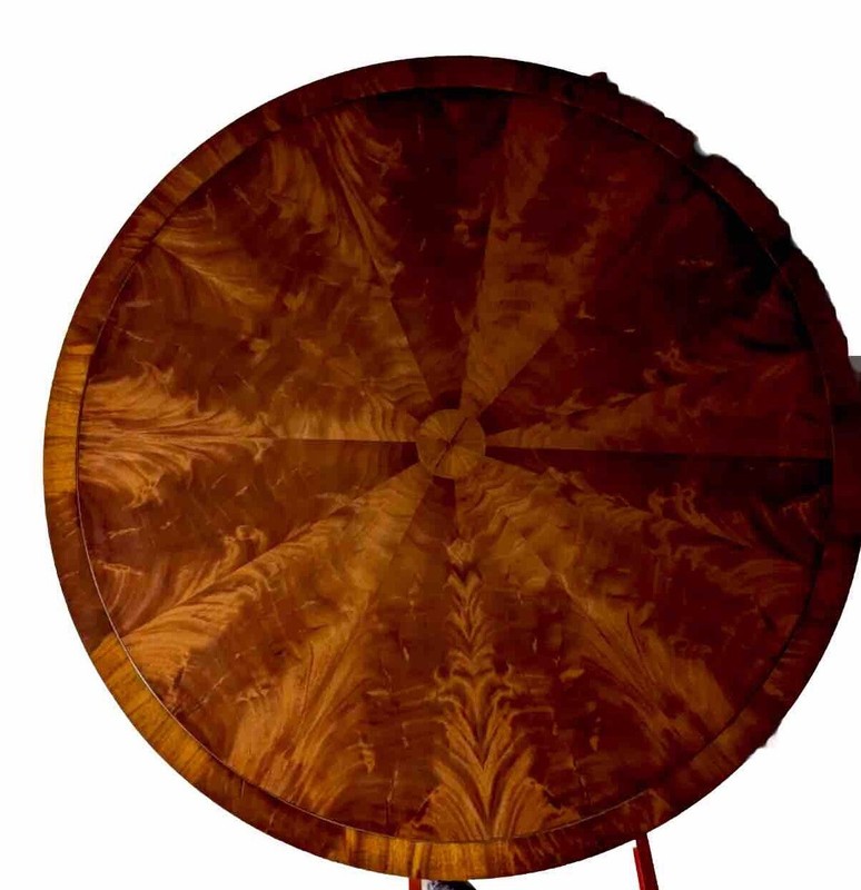 Large, professionally handcrafted Sheraton Crotch mahogany drum / Rent Table gallery