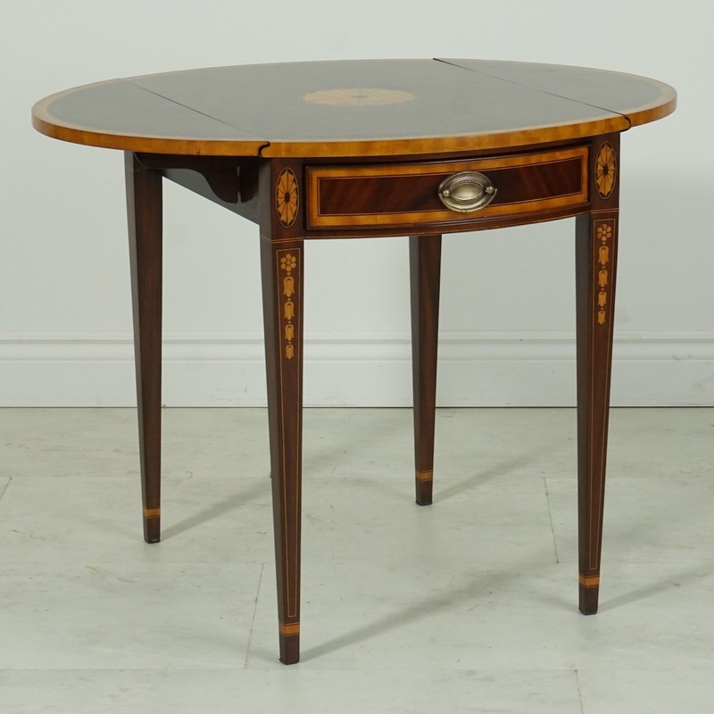 Hepplewhite Mahogany drop leaf side accent Table with Inlay Hand Made gallery