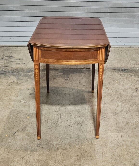 Baker Furniture Mahogany Pembroke Table Drop Leaf Table Bellflower Inlays gallery