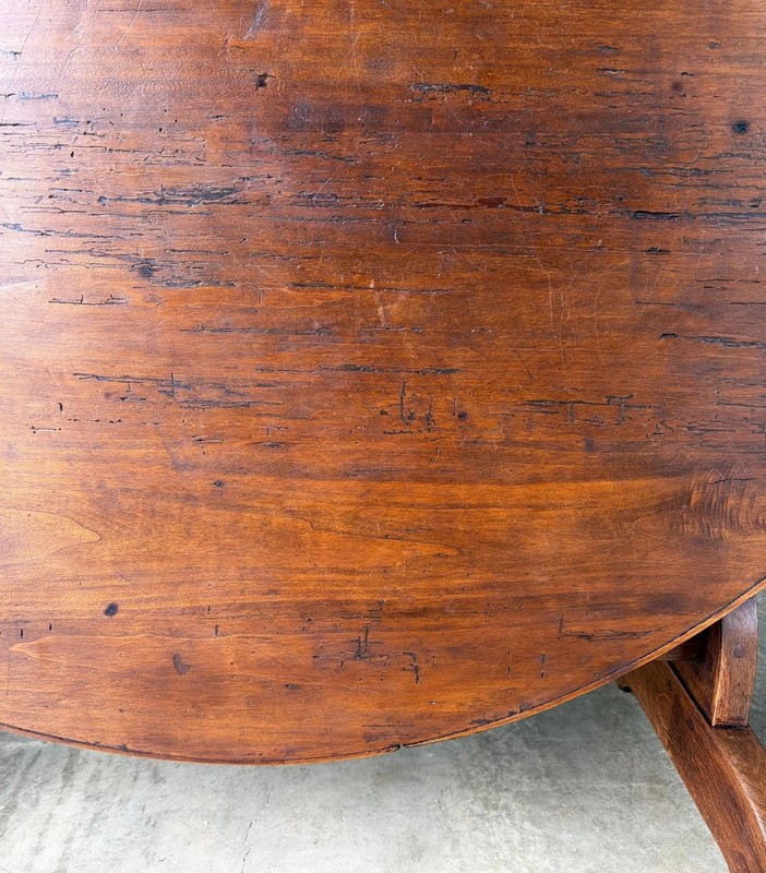 XL Antique French Solid Oak and Pine Rustic Wood Wine Tasting Table w/Tilt Top gallery