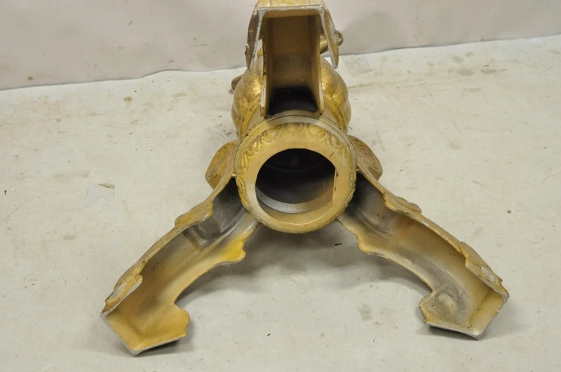 Vintage Baroque Style Gold Cast Aluminum Metal Tripod Pedestal Table Base gallery