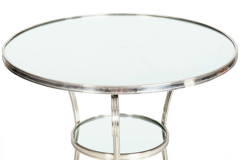Modernist Chromed and Mirrored Gueridon Side Table in Neoclassical Style gallery