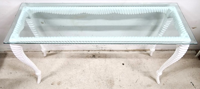 Italian Glass Console Solid Wood Faux Rope gallery