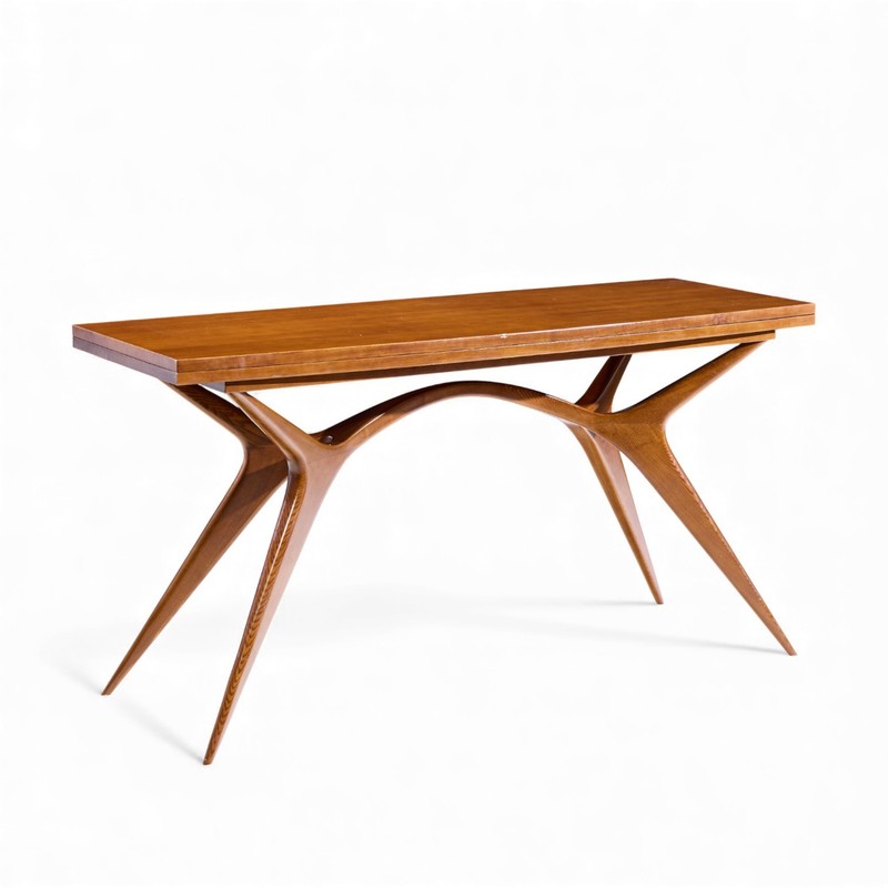 Giuseppe Scapinelli Mid Century Brazilian Walnut Console Flip Top Dining Table gallery