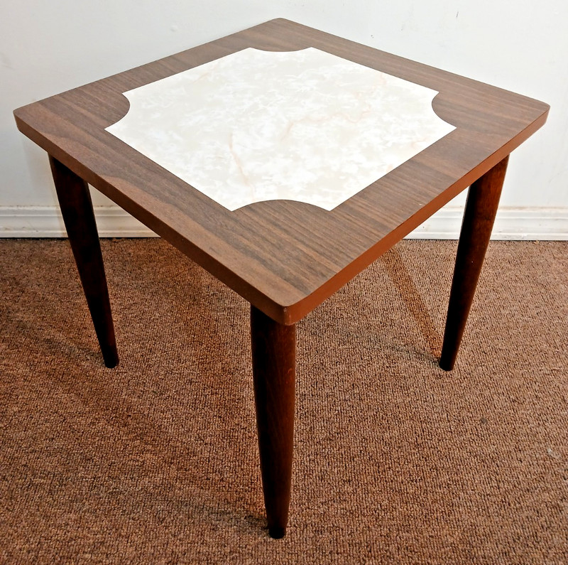 VINTAGE MCM SET OF 3 MARBLE LOOK INLAY FORMICA NESTING STACKING TABLES FREE SHIP gallery