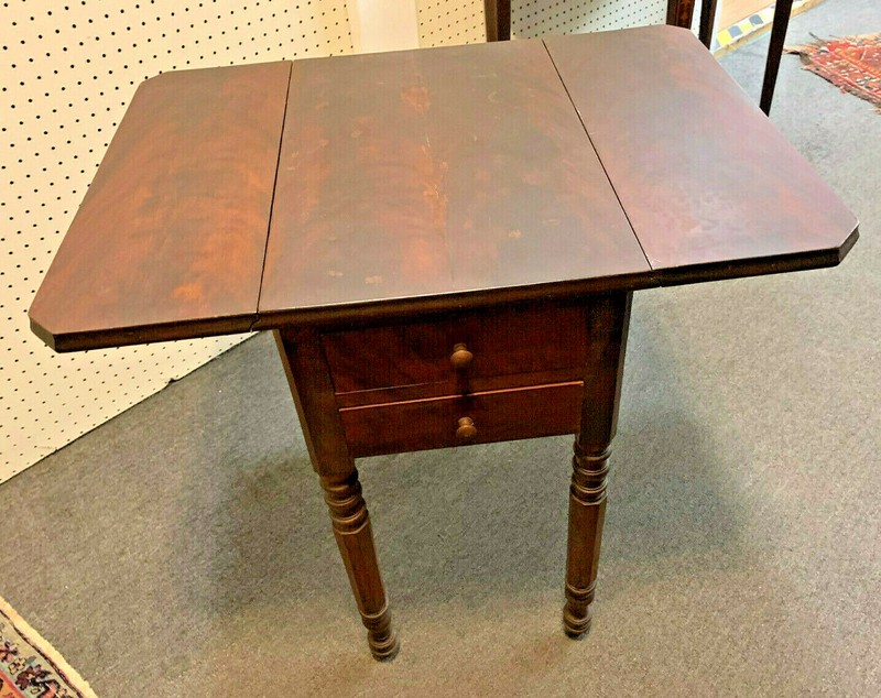 Early Nineteenth Century English Sewing/Work Table – Drop Leaf Top/Storage Bin