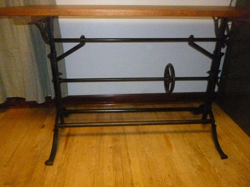 Vintage Industrial Drafting Table with Cast Iron Base gallery