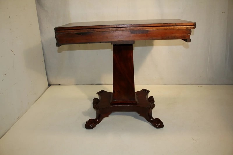 Empire Solid Mahogany Game Card Table, 19th Century gallery