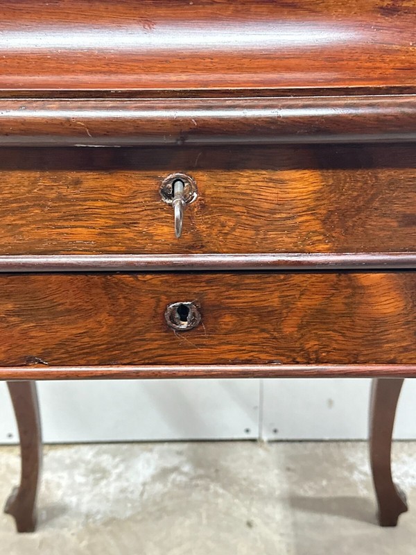 antique rosewood sewing work table rococo victorian carved birdseye interior gallery