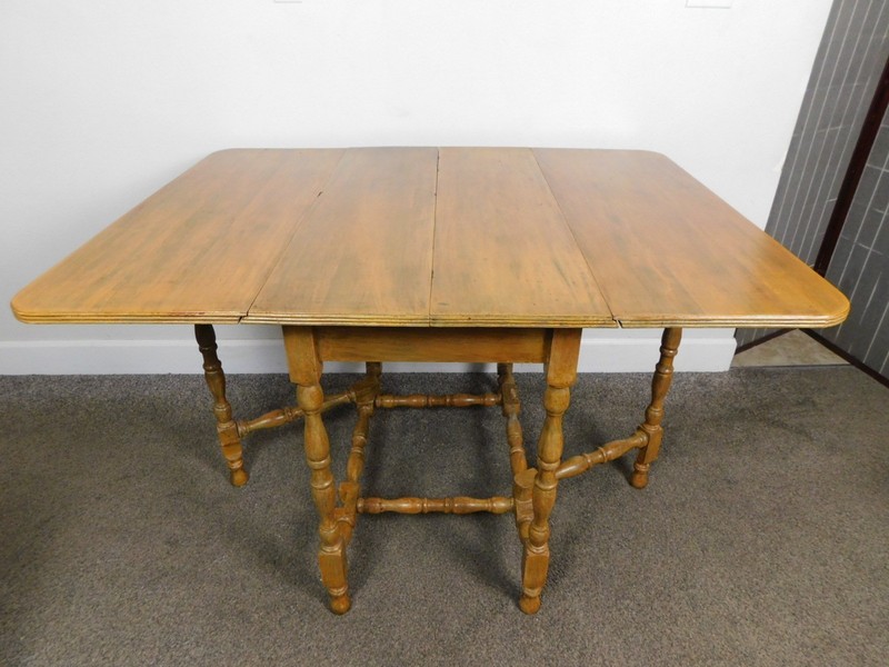 Antique Elm Finish 40s Jacobean Turned Gate Leg Drop Side Ext Dining Table SHIPS gallery