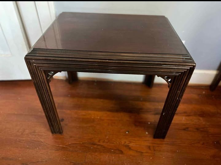 Vintage Lane Company Walnut Pencil Chinese Chippendale Style End Side Table