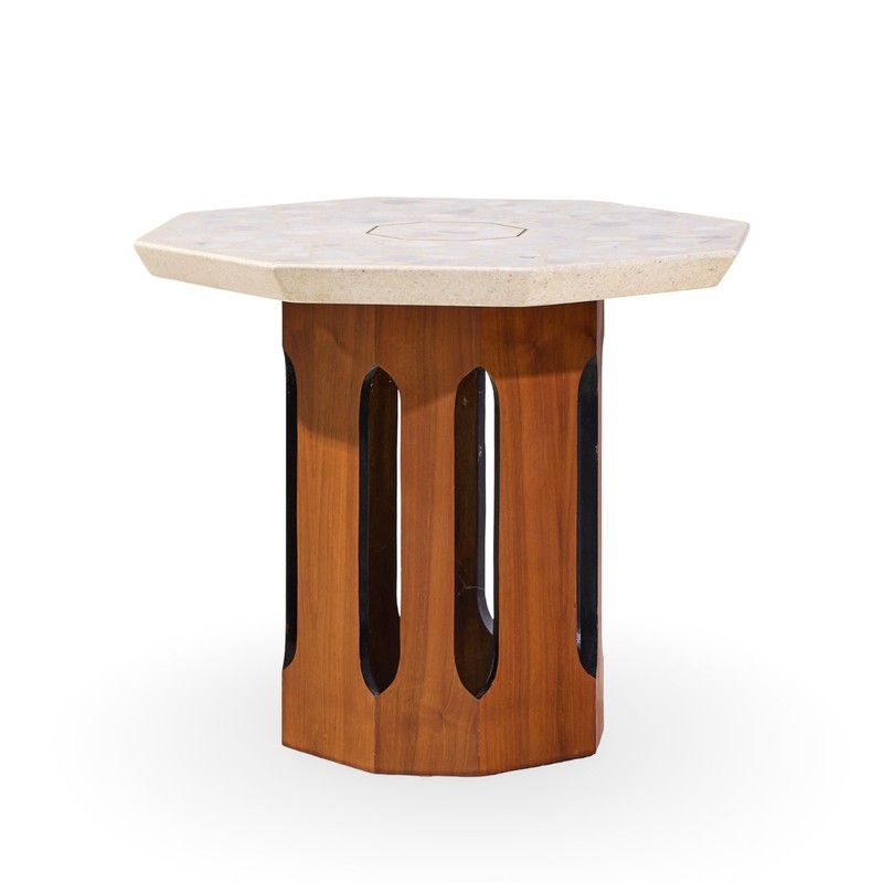 Harvey Probber Mid Century Walnut and Terrazzo Side End Tables - Pair gallery