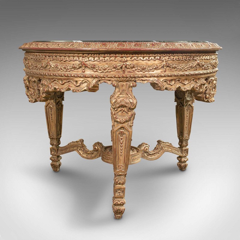 Large Vintage Circular Table, Continental, Marble, Centrepiece, Rococo Revival gallery