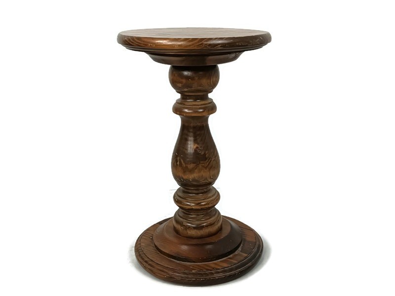 Vintage Pedestal hand carved pinewood plant stand side table bonsai flower table