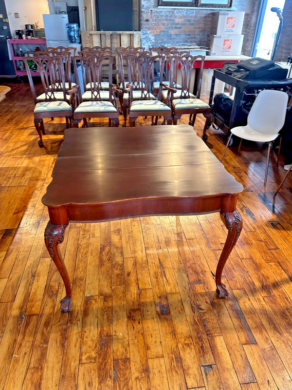 Rare Antique Chippendale Style Mahogany Fold-Over Table – Ball & Claw Feet gallery
