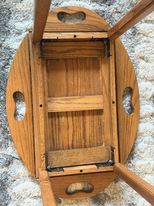 Vintage Oak Butler Tray Table Folding Handles gallery