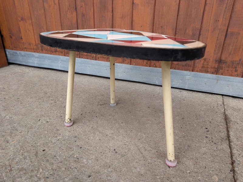 Flower Bench 50s Vintage Flower Table Rockabilly Retro Mosaic Plant Stand Stool gallery