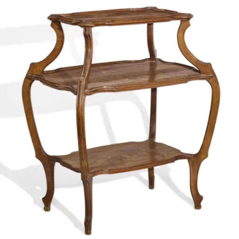 Emile Galle Marquetry Three Tier Dragonfy and Botanical Table gallery