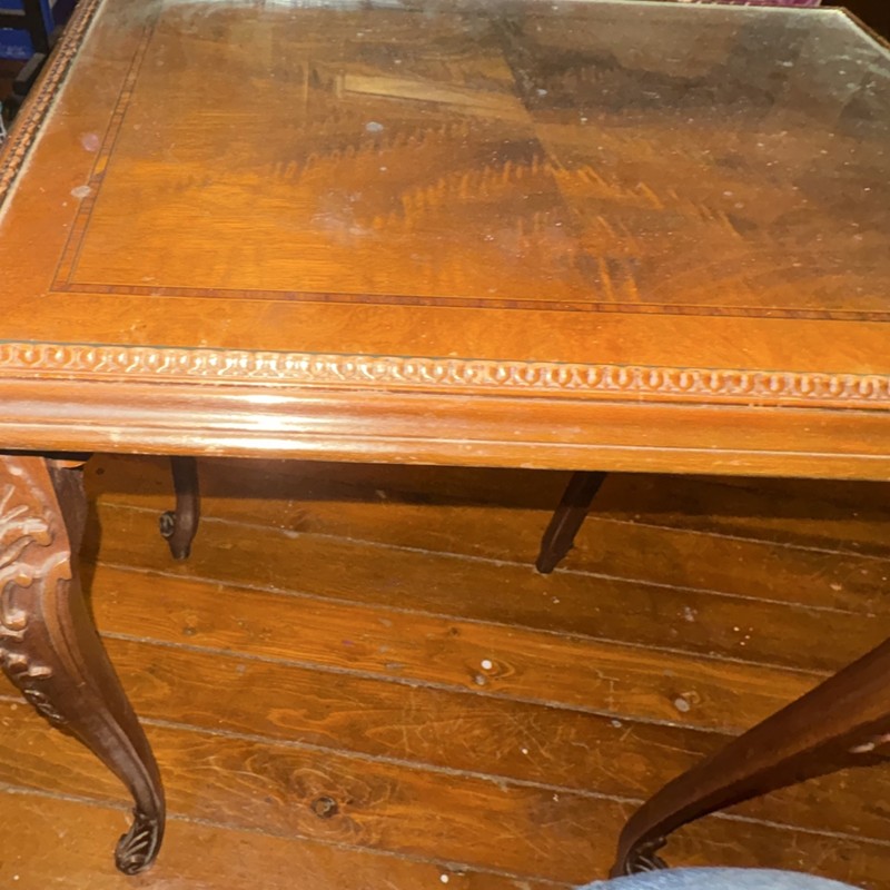 Antique Carved Wood Square Side Table Traditional Style Decorative Legs gallery