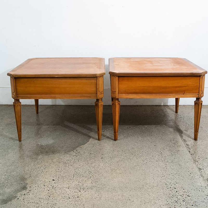 Mid Century Modern Nightstands End Side Tables Cherry Brass Single Drawer Mcm gallery